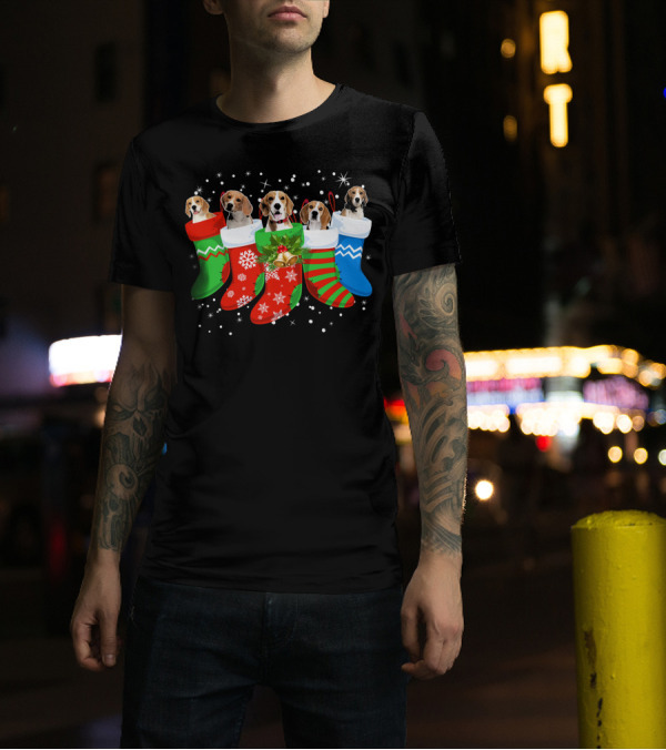 Beagle Christmas Stockings Festive Holiday Dogs T-Shirt