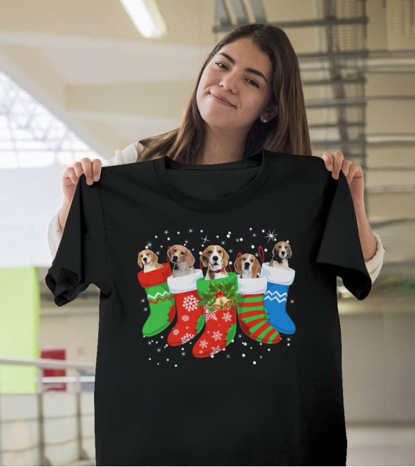 Beagle Christmas Stockings Festive Holiday Dogs T-Shirt