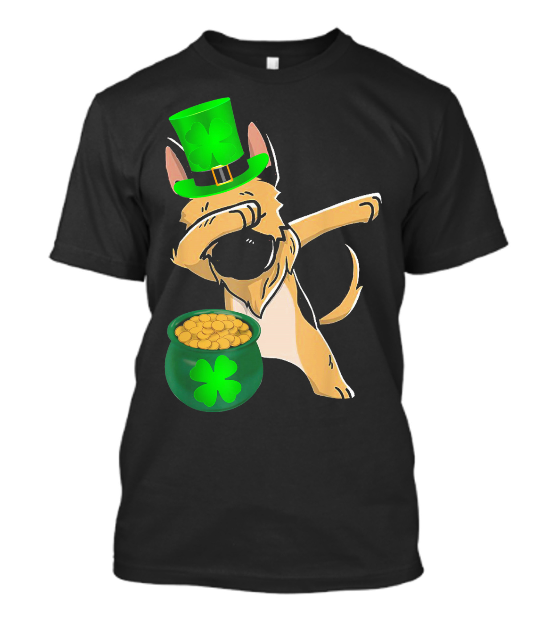 Dabbing German Shepherd St Patrick's Day Shamrock Hat Pot Of Gold T-Shirt