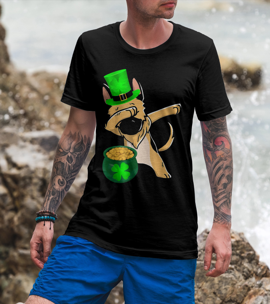 Dabbing German Shepherd St Patrick's Day Shamrock Hat Pot Of Gold T-Shirt
