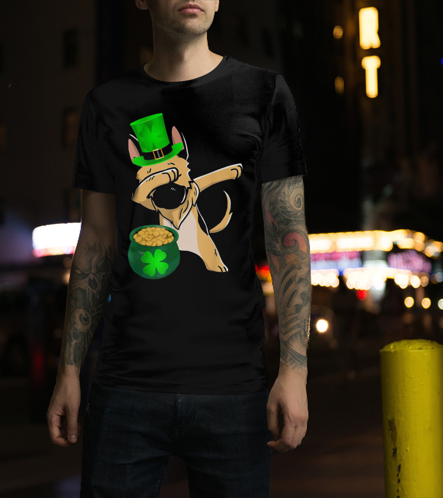 Dabbing German Shepherd St Patrick's Day Shamrock Hat Pot Of Gold T-Shirt