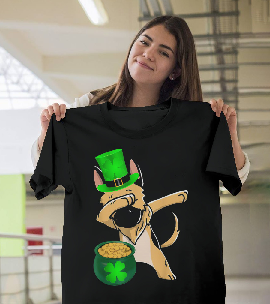 Dabbing German Shepherd St Patrick's Day Shamrock Hat Pot Of Gold T-Shirt