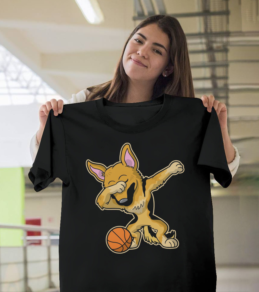 German Shepherd Dog Dabbing with Basketball T-Shirt
