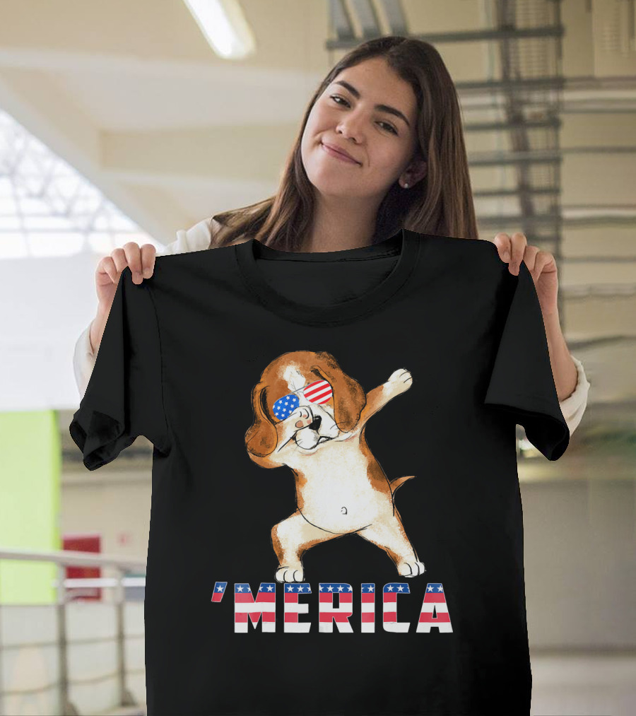 Beagle 'Merica 4th Of July Dog With Patriotic Sunglasses T-Shirt