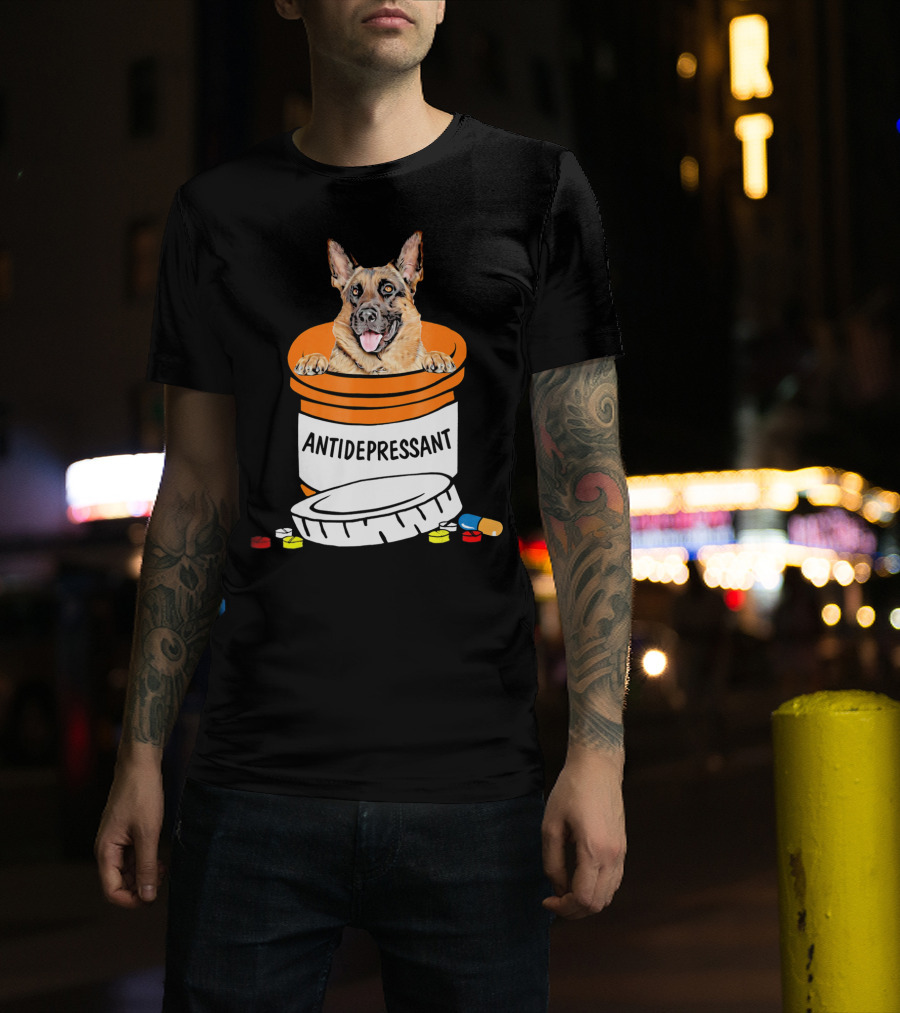 Antidepressant German Shepherd In Pill Bottle T-Shirt