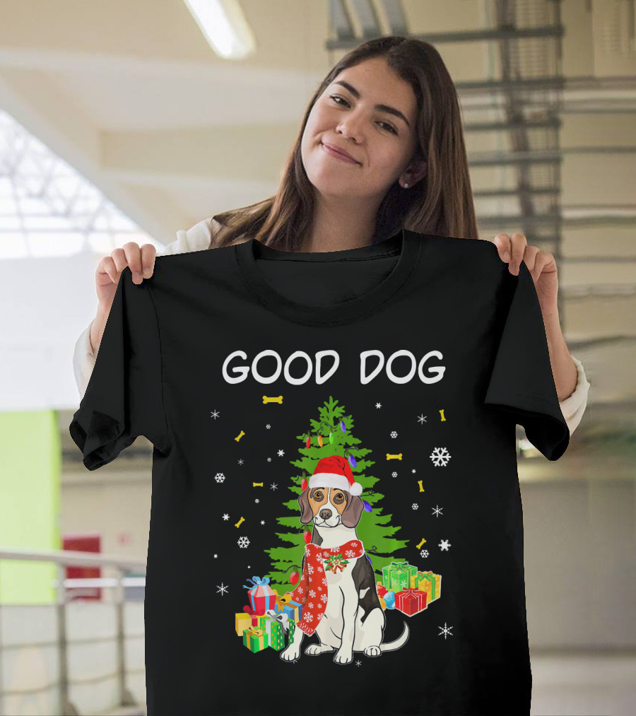 Good Dog Beagle Santa Christmas Funny Dog T-Shirt