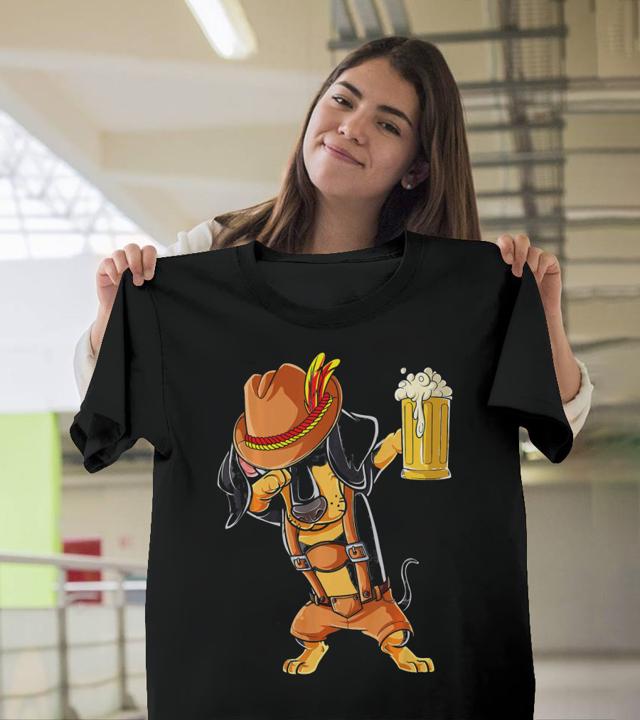 Dabbing Dachshund Oktoberfest Costume with Beer Mug T-Shirt