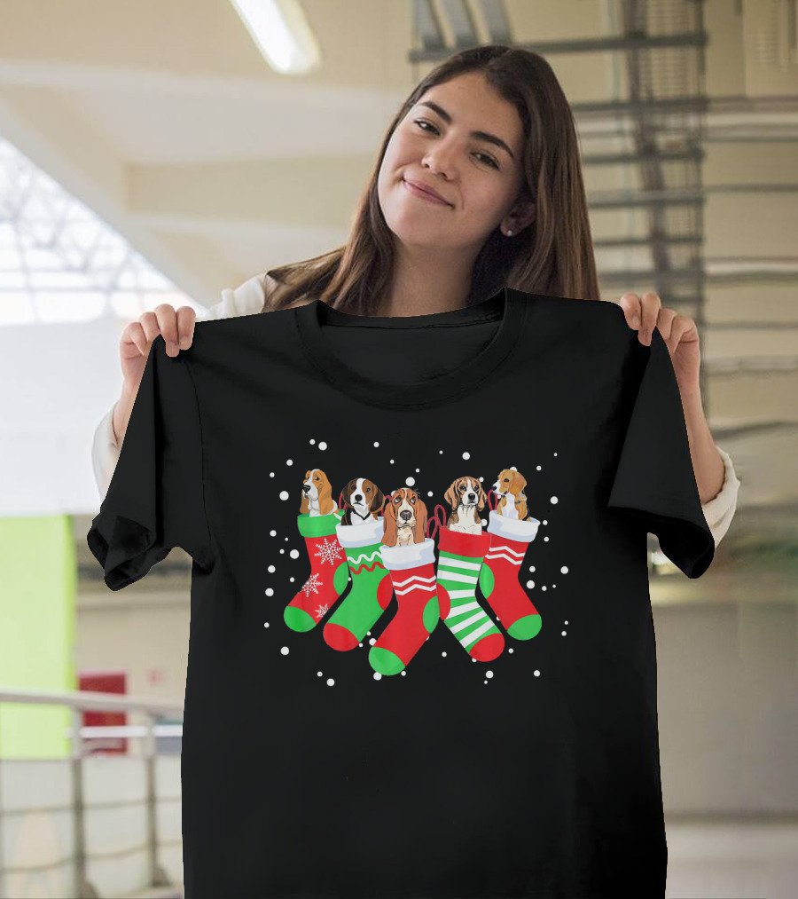 Beagle Christmas Stockings Cute Holiday Socks T-Shirt