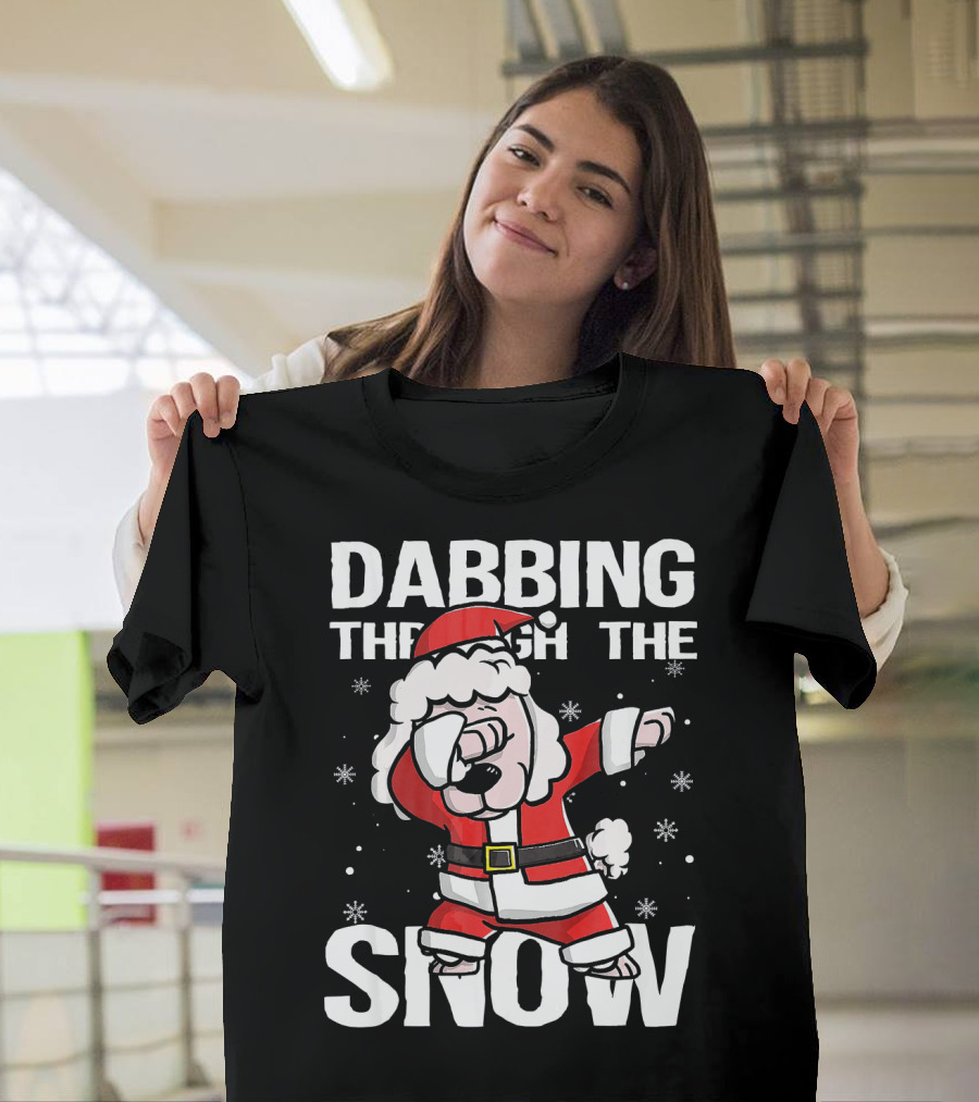 Dabbing Through the Snow Christmas Poodle Santa Claus T-Shirt