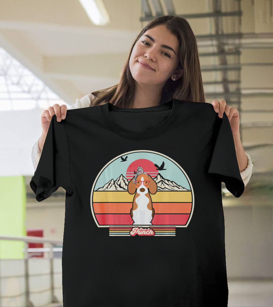 Pride of the Punch Beagle Retro Sunset Mountain T-Shirt
