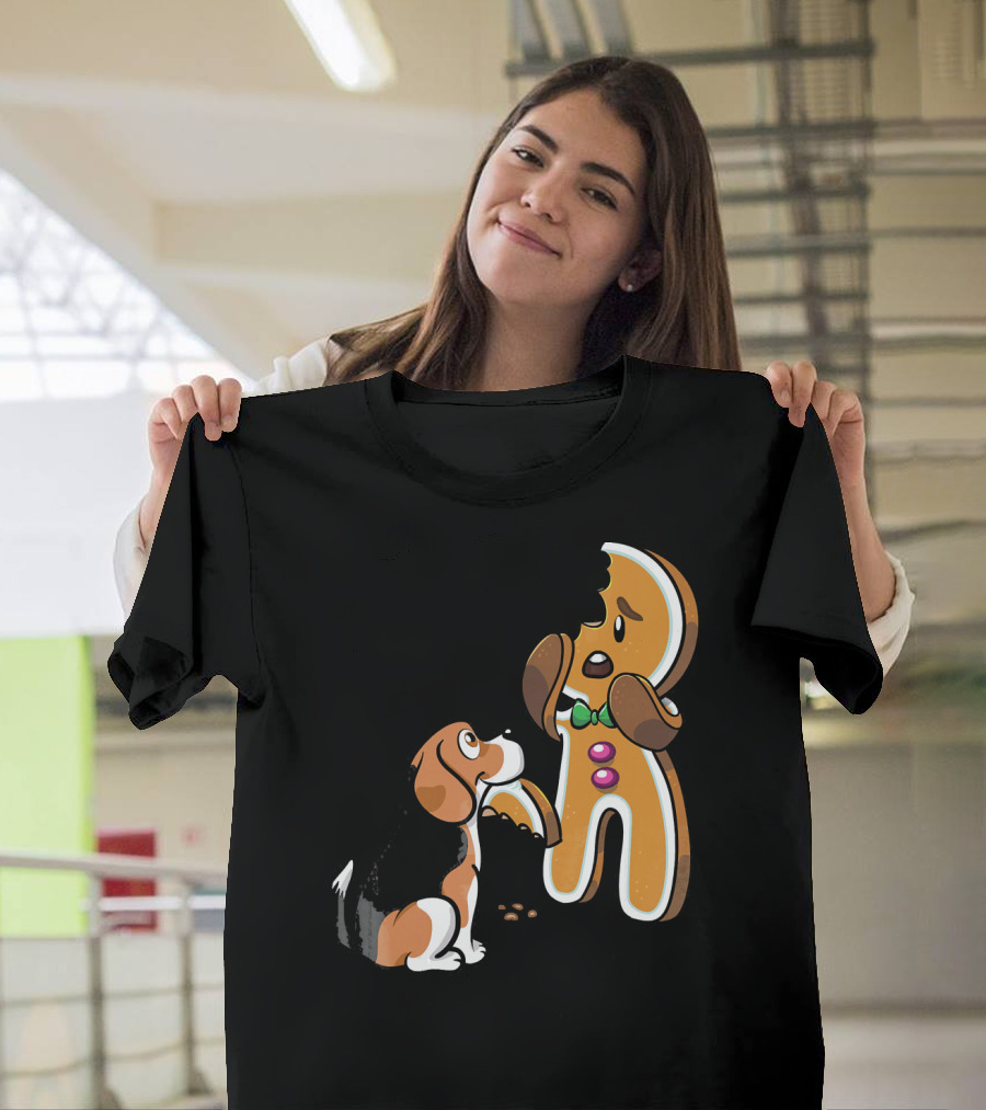 Beagle Takes Bite Out of Gingerbread Man T-Shirt