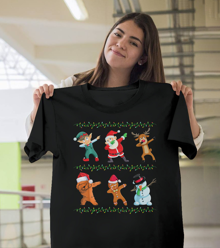 Funny Dabbing Santa Reindeer Snowman Elf Gingerbread Standard Poodle T-Shirt
