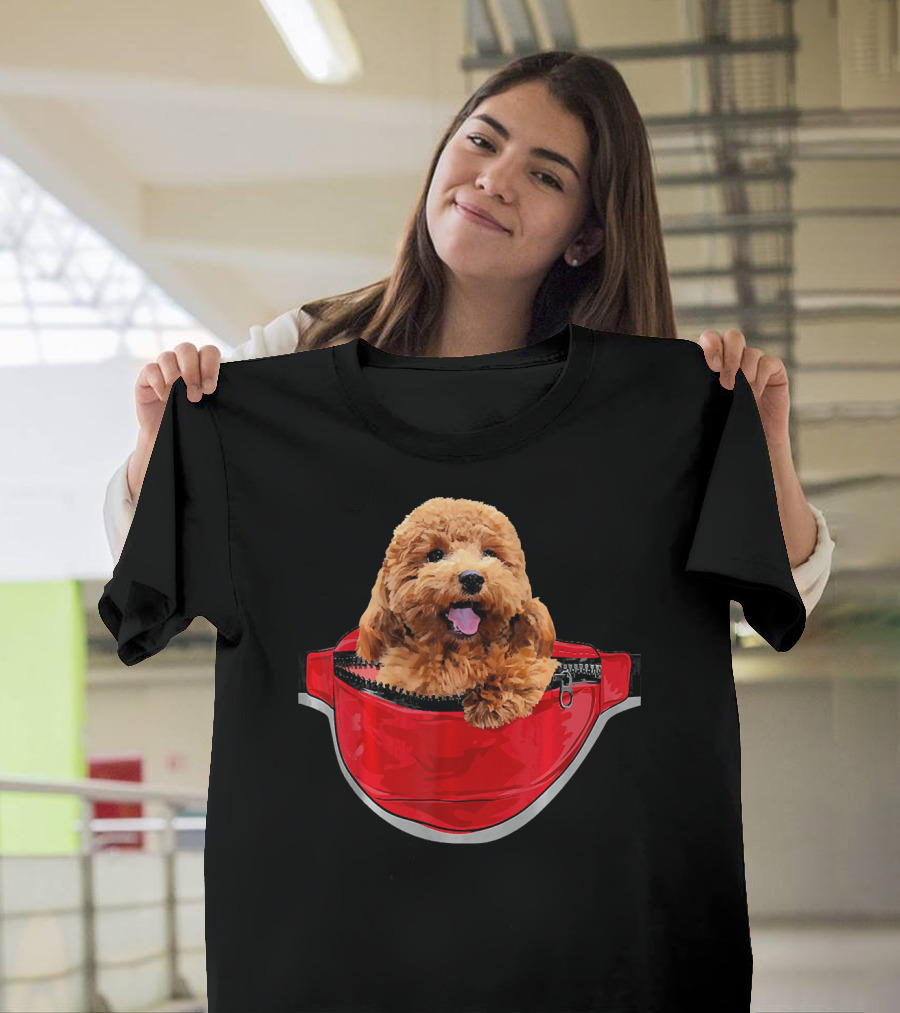 Funny Poodle Dog Lover in Red Waist Pack Pocket T-Shirt