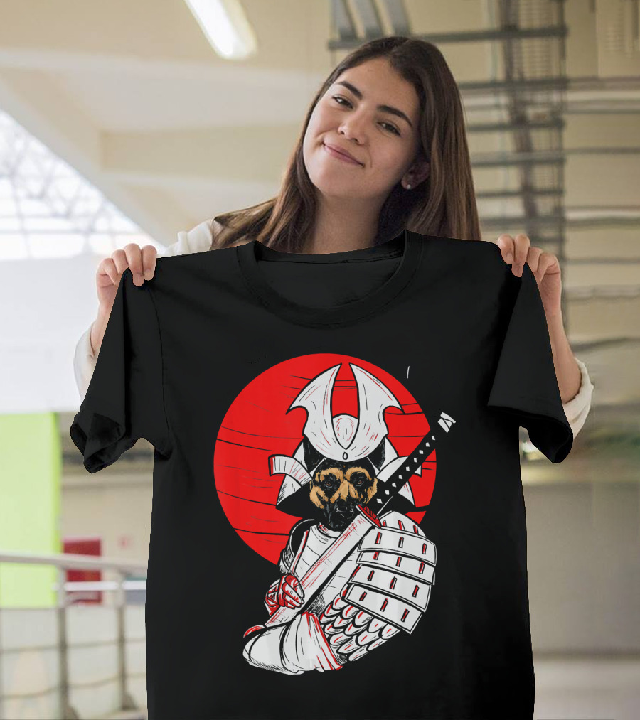 German Shepherd Samurai Katana Japan Seal Moon T-Shirt