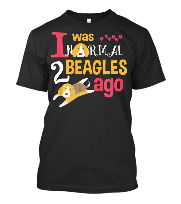I Was Normal 2 Beagles Ago With Cute Beagle Illustrations And Paw Prints T-Shirt