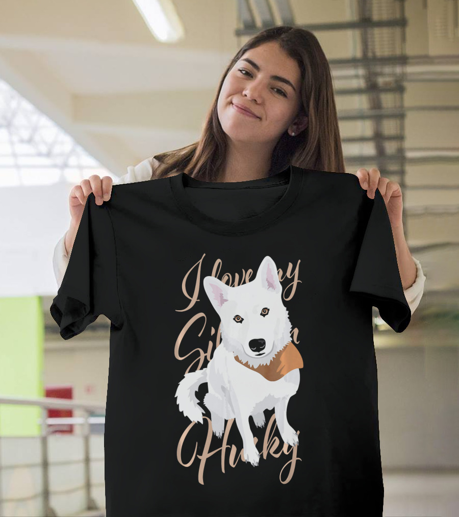 I Love My Siberian Husky White Brown Eyed T-Shirt