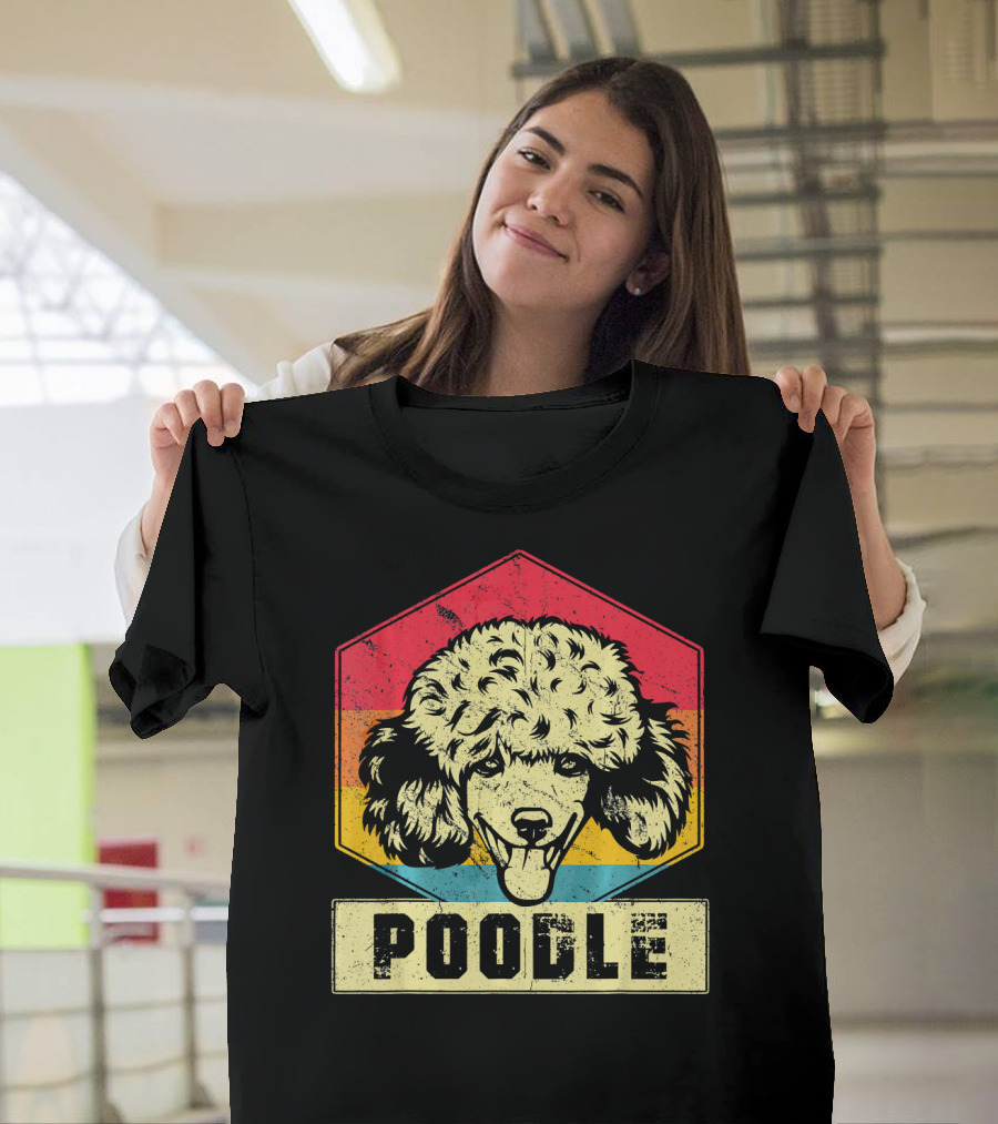 Poodle Retro Vintage Poodle Dog Hexagon T-Shirt