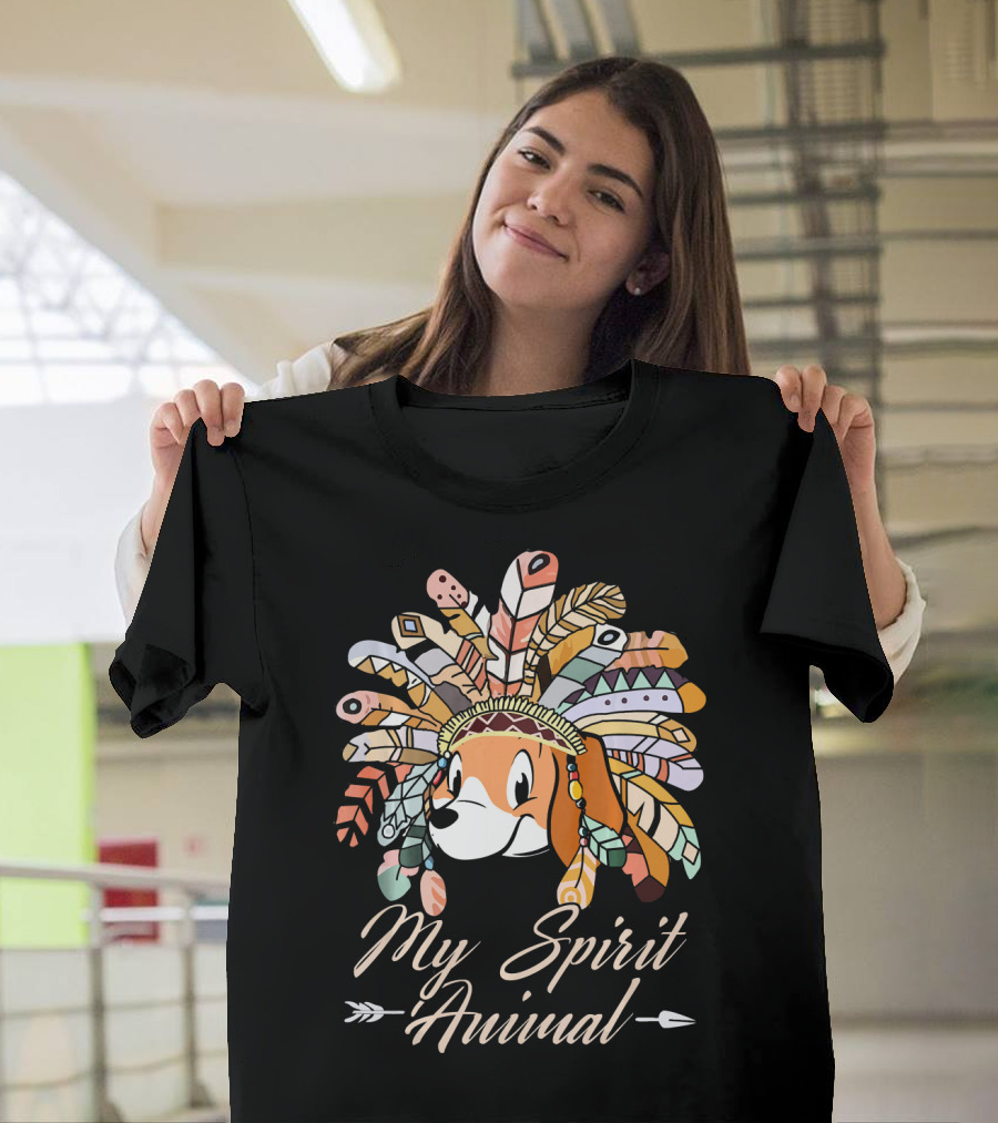 My Spirit Animal Beagle with Colorful Headdress T-Shirt