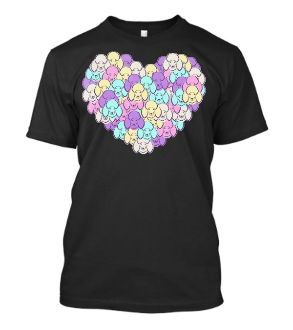 Colorful Poodle Dog Heart Mosaic T-Shirt
