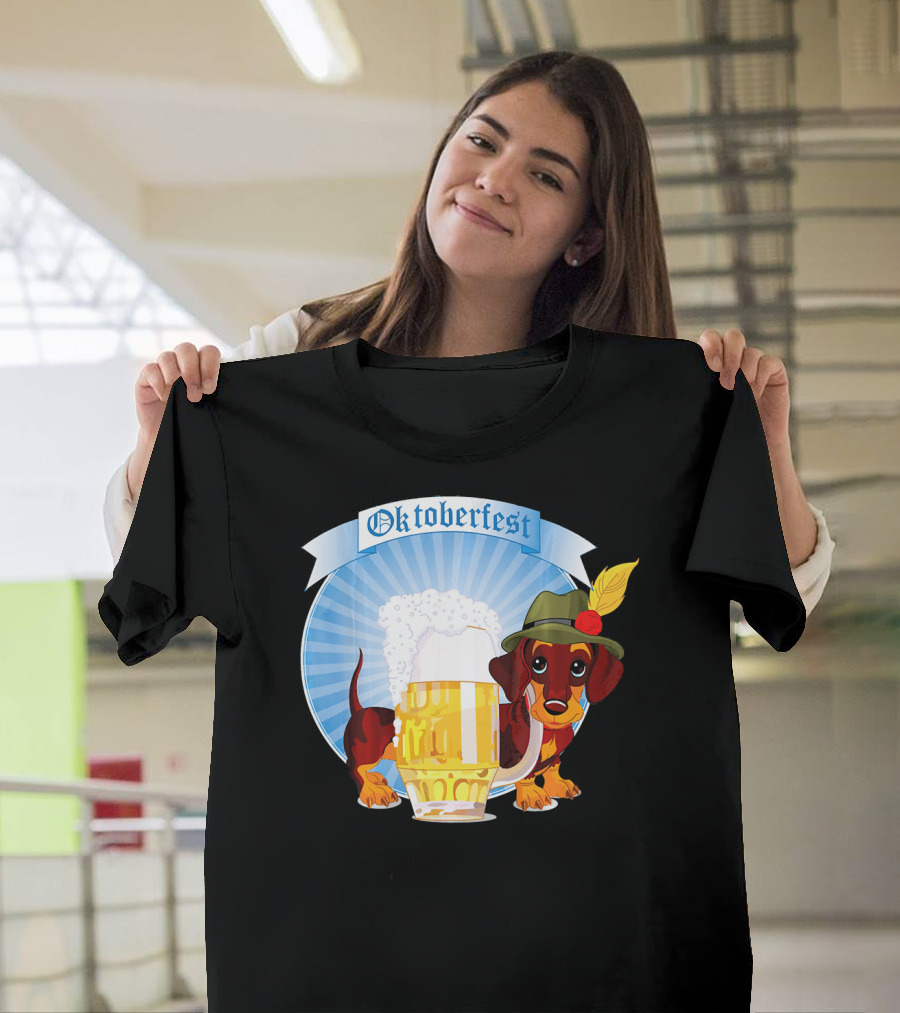 Oktoberfest Dachshund with Beer Mug and Munich Hat Prost T-Shirt