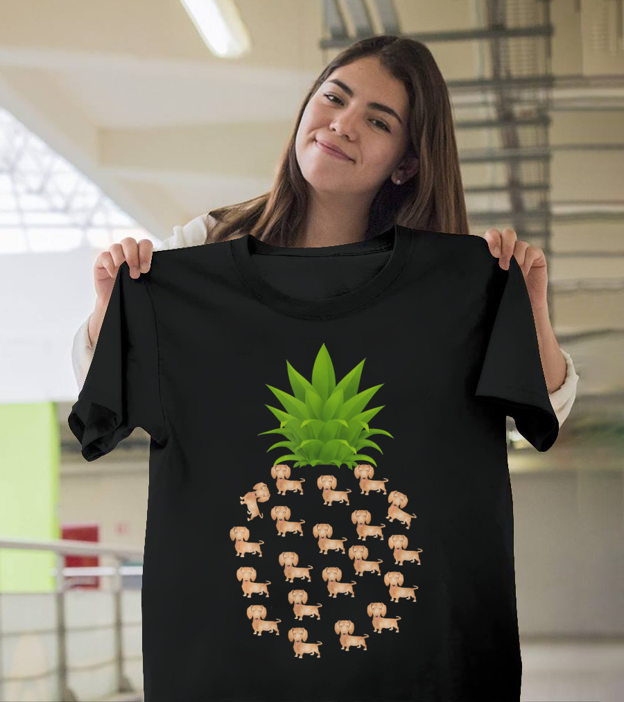 Pineapple Dachshund Puppy Pattern Birthday T-Shirt