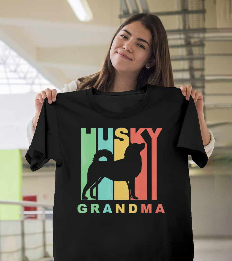 Retro Style Husky Grandma Dog Grandparent T-Shirt