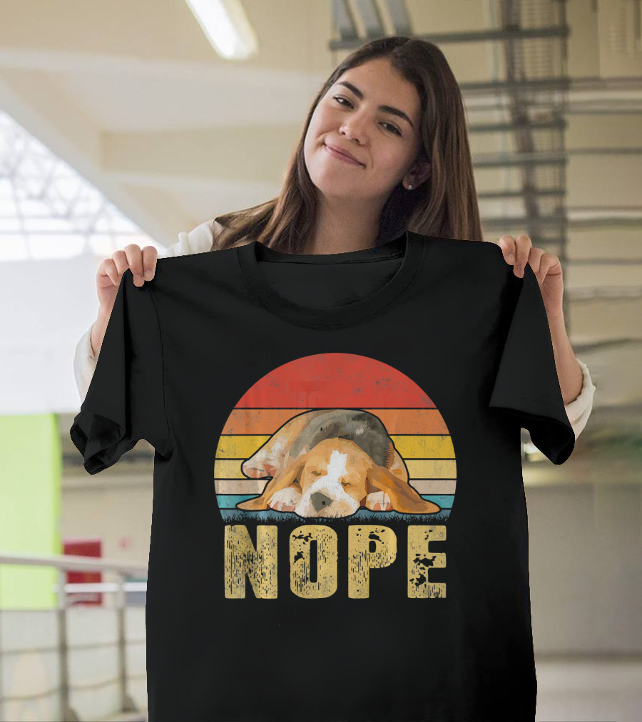 Nope Lazy Beagle Retro Sunset Vintage T-Shirt