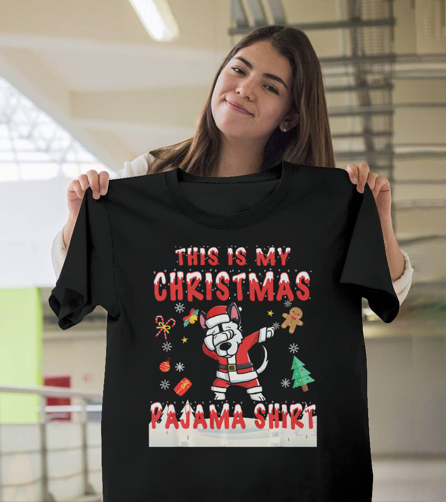 This Is My Christmas Pajama Shirt Siberian Santa Dog Dab Holiday Icons T-Shirt