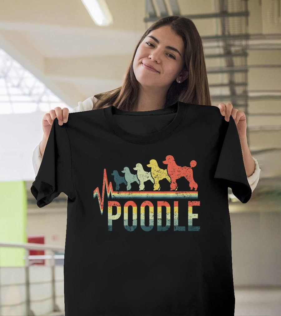 Retro Heartbeat Poodle Dog T-Shirt