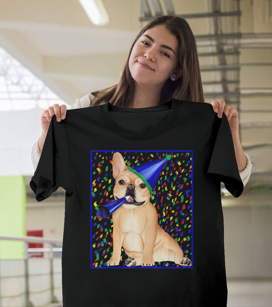 Celebration French Bulldog Dog Party Hat Confetti T-Shirt