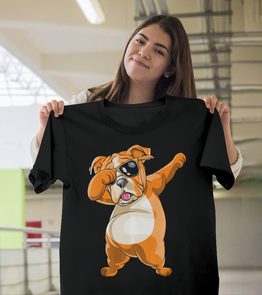 Dabbing English Bulldog with Sunglasses Dab Pose T-Shirt