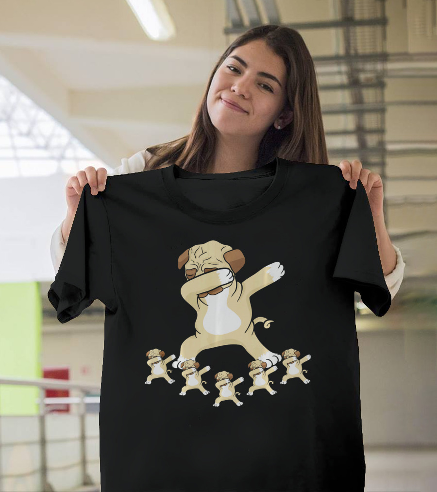 Dabbing Pug Funny Party Dance with Dab Pug Puppies T-Shirt