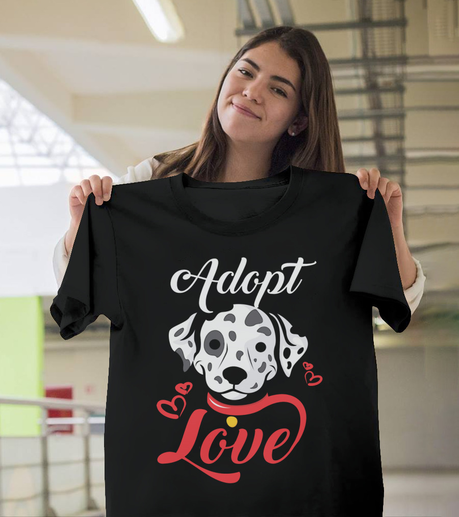 Adopt Love Dalmatian Hearts T-Shirt