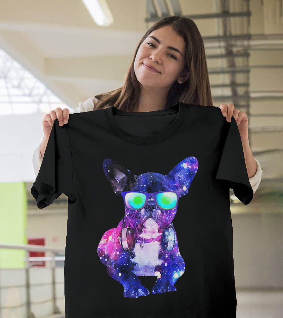 French Bulldog DJ Space Galaxy Music Lover T-Shirt