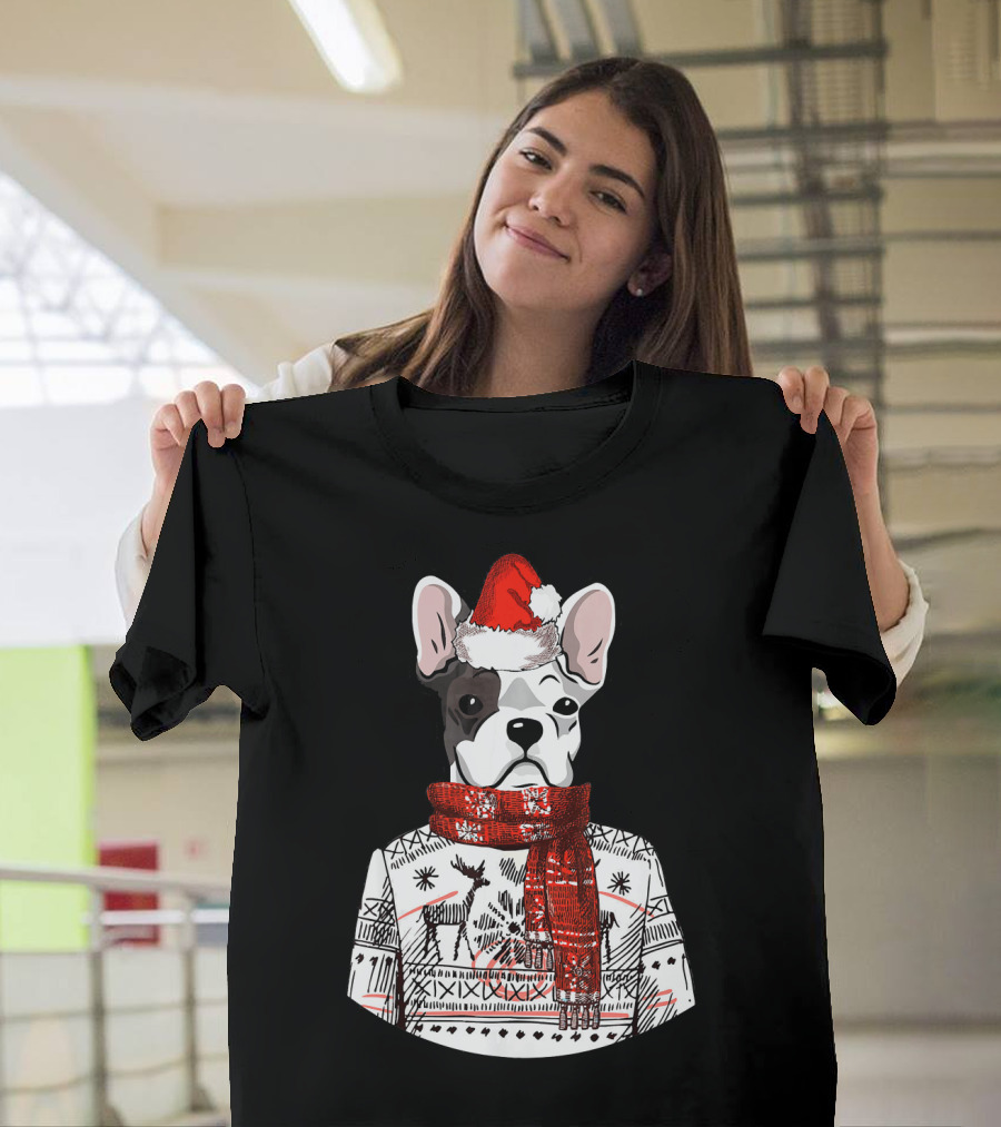 French Bulldog Santa Christmas Sweater Reindeer Merry Chr T-Shirt