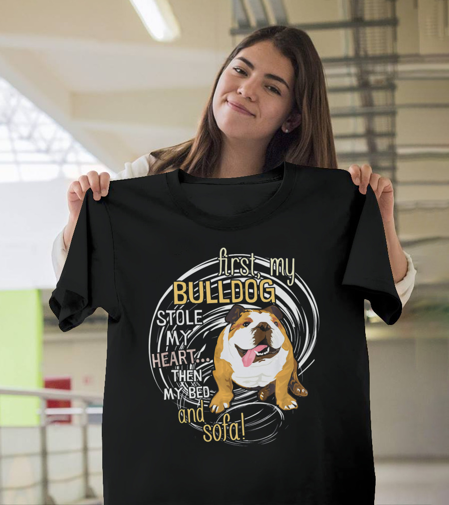 First My Bulldog Stole My Heart Then My Bed and Sofa T-Shirt