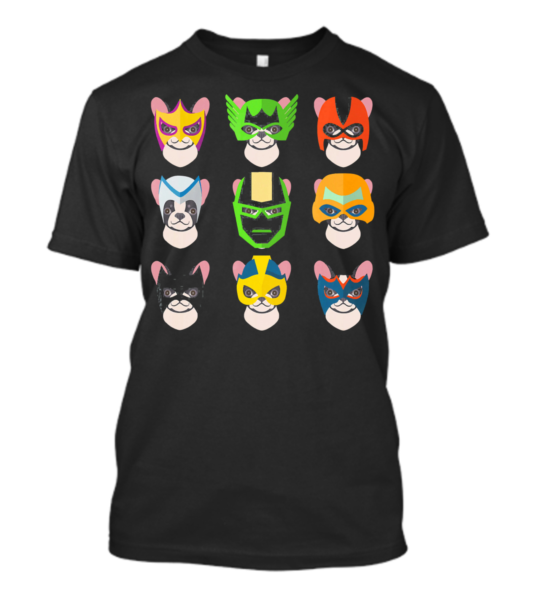 French Bulldog Super Heroes Masked Dogs Superheroes T-Shirt