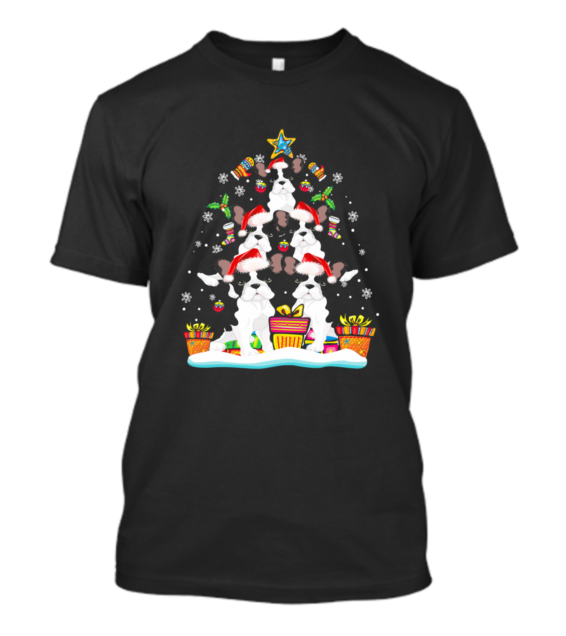 Funny French Bulldog Christmas Tree Ornament Santa Paws Holiday Gifts T-Shirt