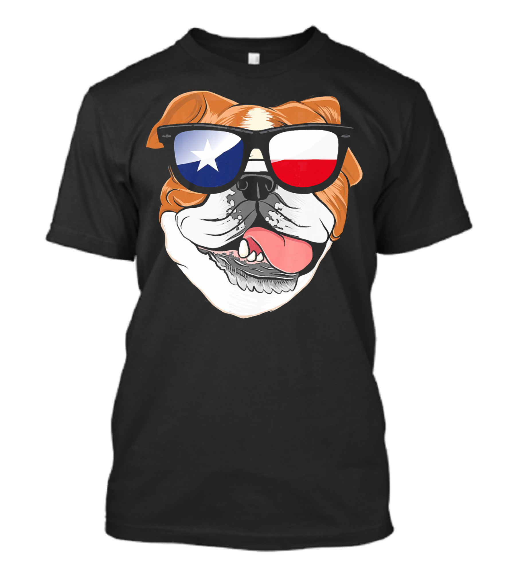English Bulldog With Texas Flag Sunglasses T-Shirt