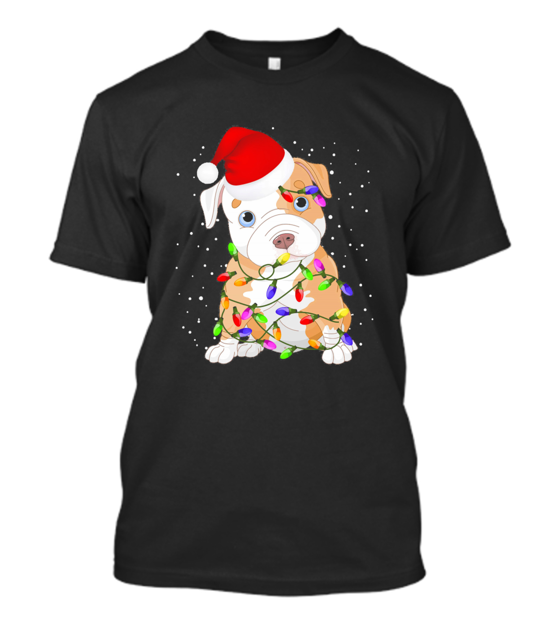 English Bulldog Santa With Christmas Lights T-Shirt