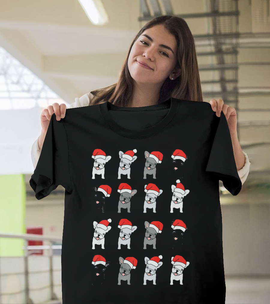 French Bulldog Santa Hat Ugly Christmas Holiday T-Shirt