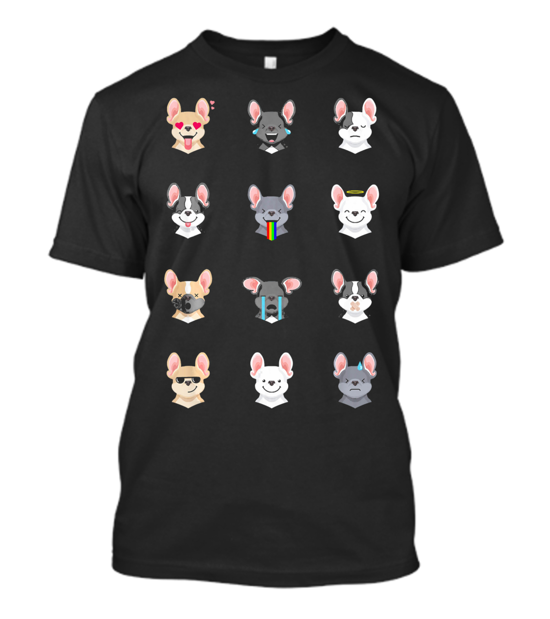 French Bulldog Faces With Emojis And Expressions T-Shirt