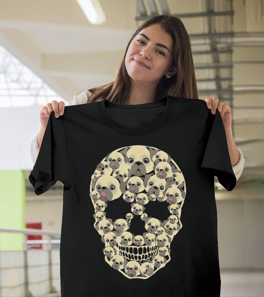Halloween Pug Skull Made of Cute Pug Faces T-Shirt
