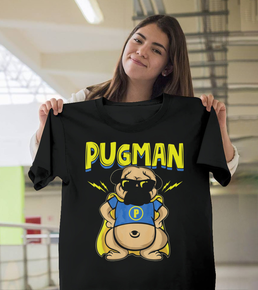 Pugman Superhero Pug Dad Funny Pug T-Shirt