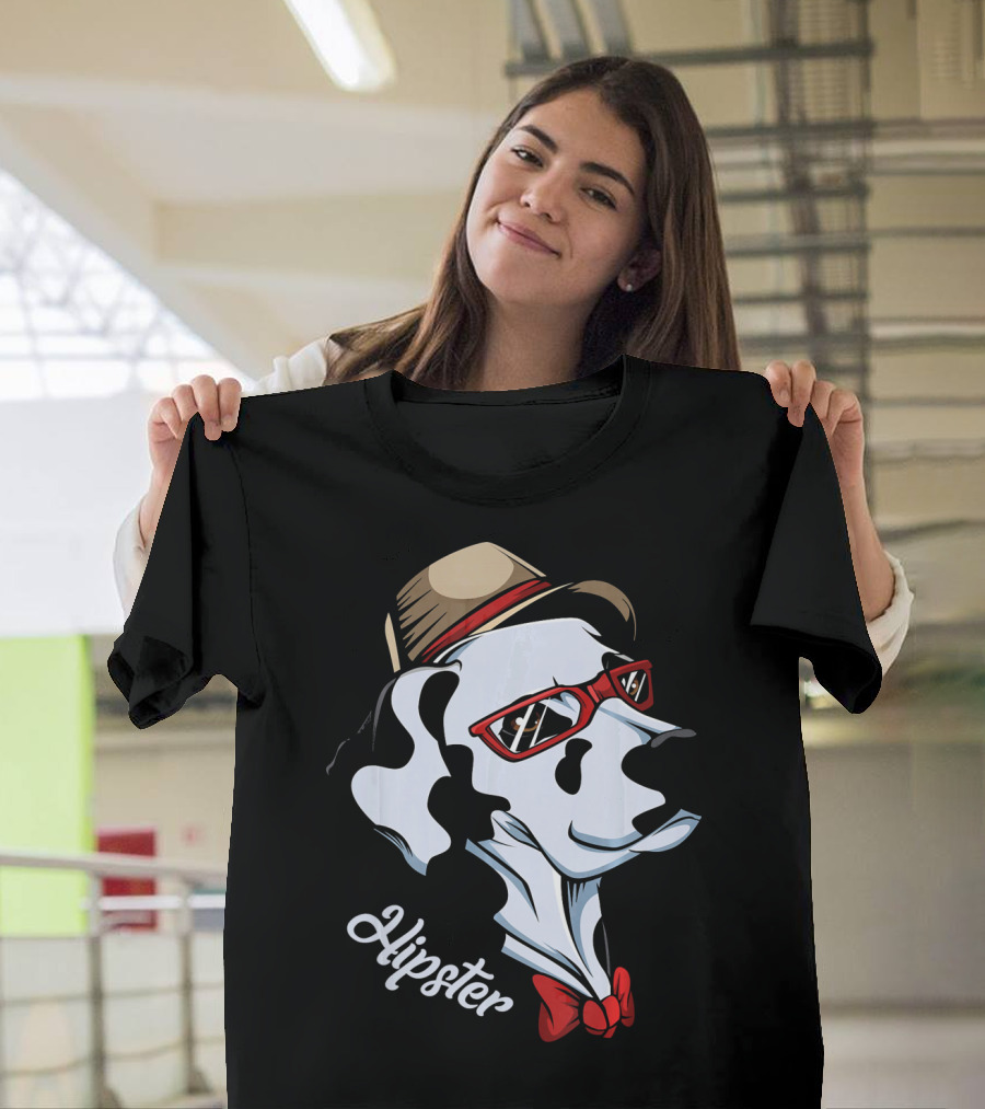 Hipster Dalmatian Dog with Glasses and Bow Tie T-Shirt