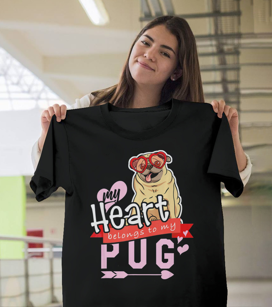 My Heart Belongs to My Pug Valentine T-Shirt