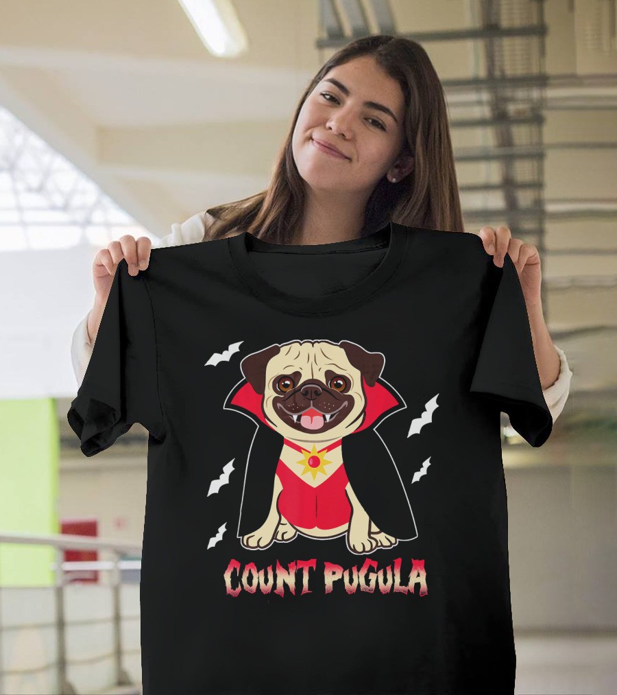 Count Pugula Halloween Pug Dog Funny for Hall T-Shirt