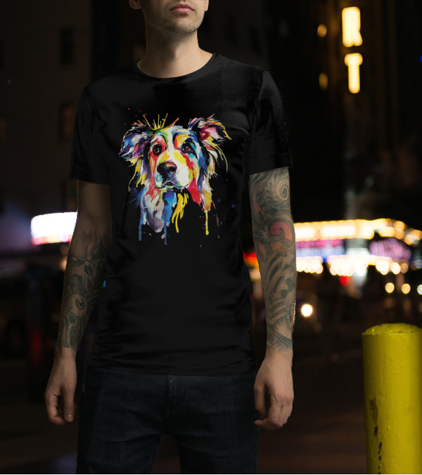 Border Collie Vibrant Paint Splash T-Shirt