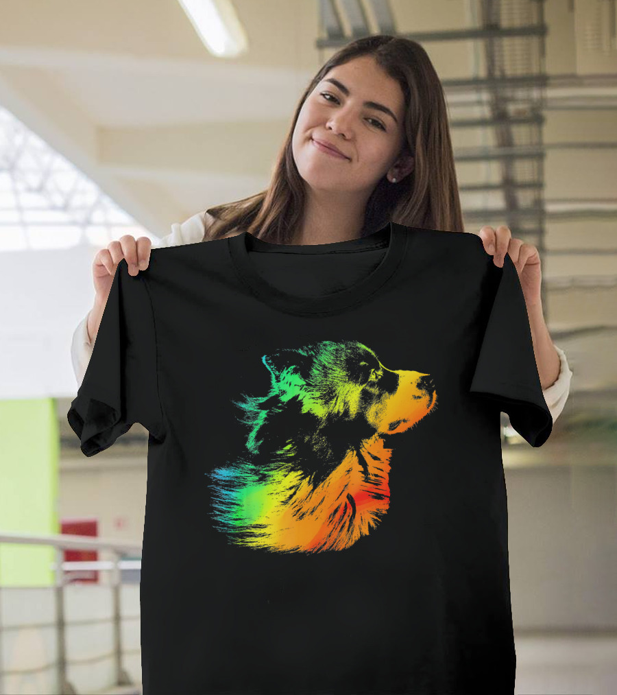 BORDER COLLIE Vibrant Rainbow Spectrum T-Shirt