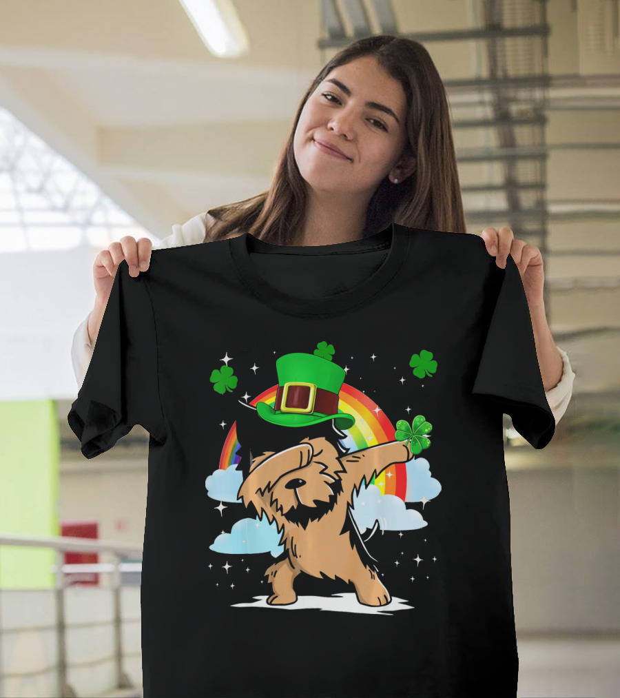 Dabbing Yorkshire Terrier St Patrick's Day Rainbow Clover T-Shirt